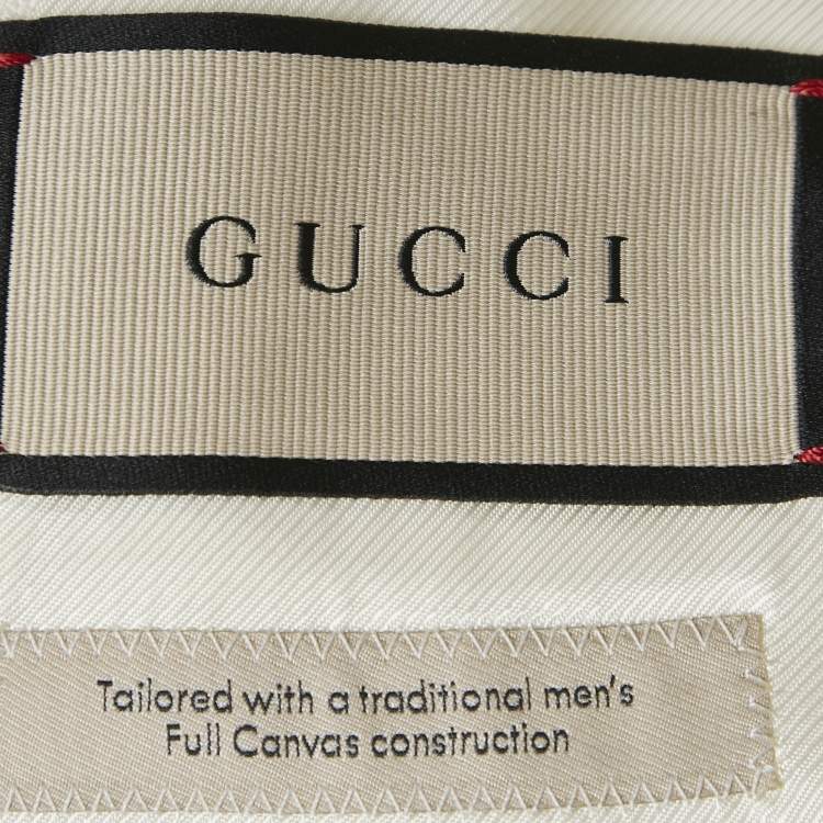 Pre Owned Gucci Off White GG Wool Jacquard Blazer XXS