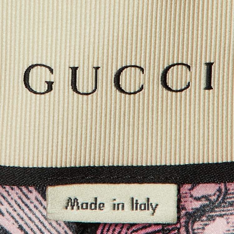 Pre Owned Gucci Pink Printed Silk Flared Trousers S