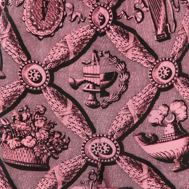 Pre Owned Gucci Pink Printed Silk Flared Trousers S