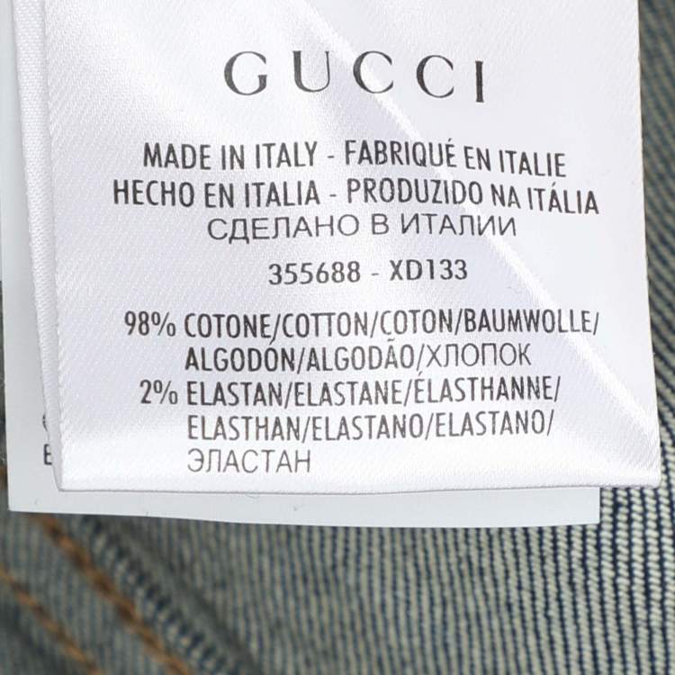Pre Owned Gucci Faded Navy Stretch Cotton Skinny Flare Jeans M