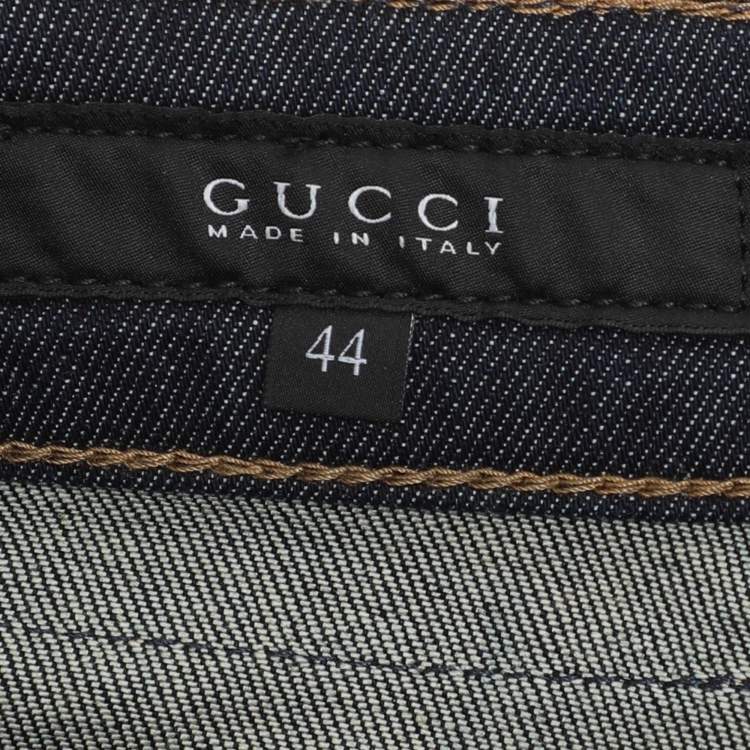 Pre Owned Gucci Faded Navy Stretch Cotton Skinny Flare Jeans M