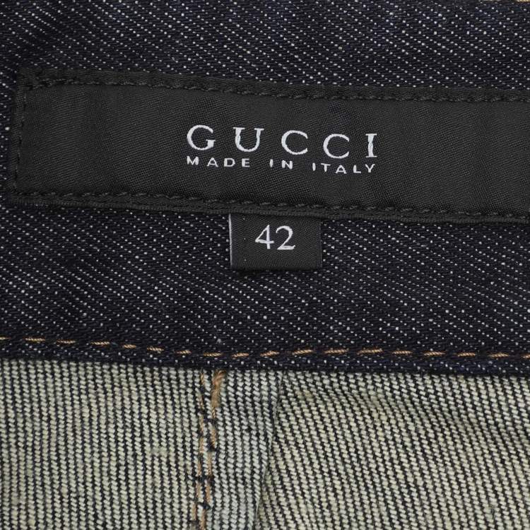 Pre Owned Gucci Faded Navy Blue Denim Sailor Flare Jeans M