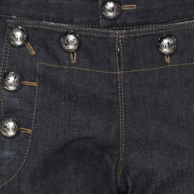 Pre Owned Gucci Faded Navy Blue Denim Sailor Flare Jeans M