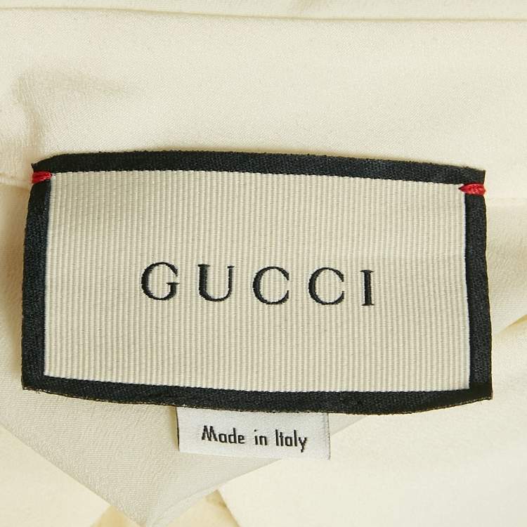 Pre Owned Gucci Cream Chiffon Plisse Sleeve Blouse M