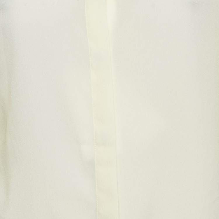 Pre Owned Gucci Cream Chiffon Plisse Sleeve Blouse M