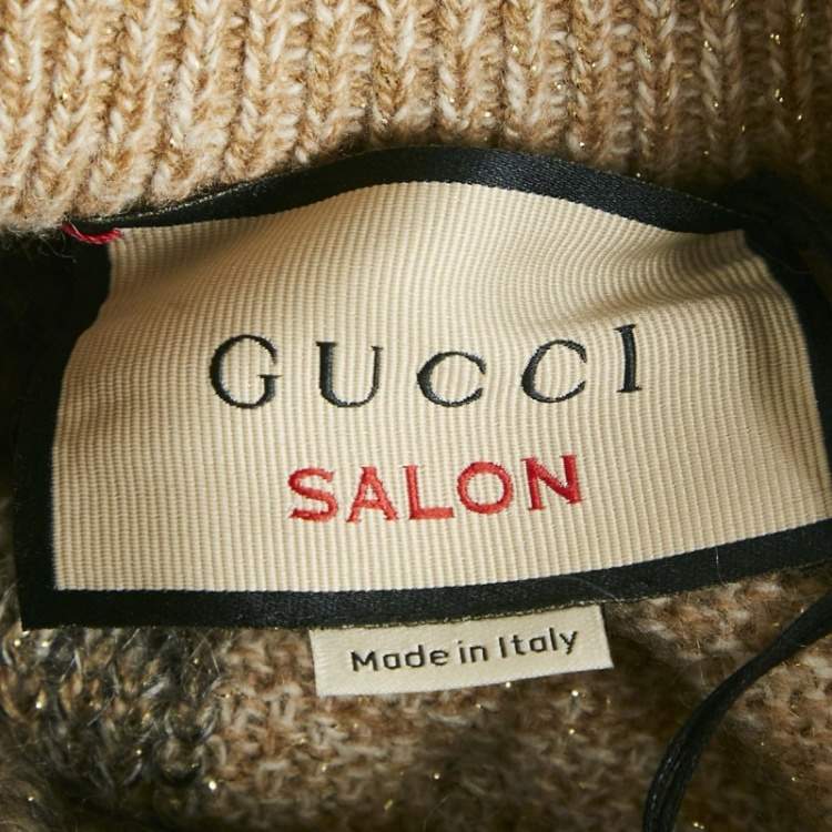 Pre Owned Gucci Beige Fringed Wool Heavy Crystal Embellished Mini Skirt XS