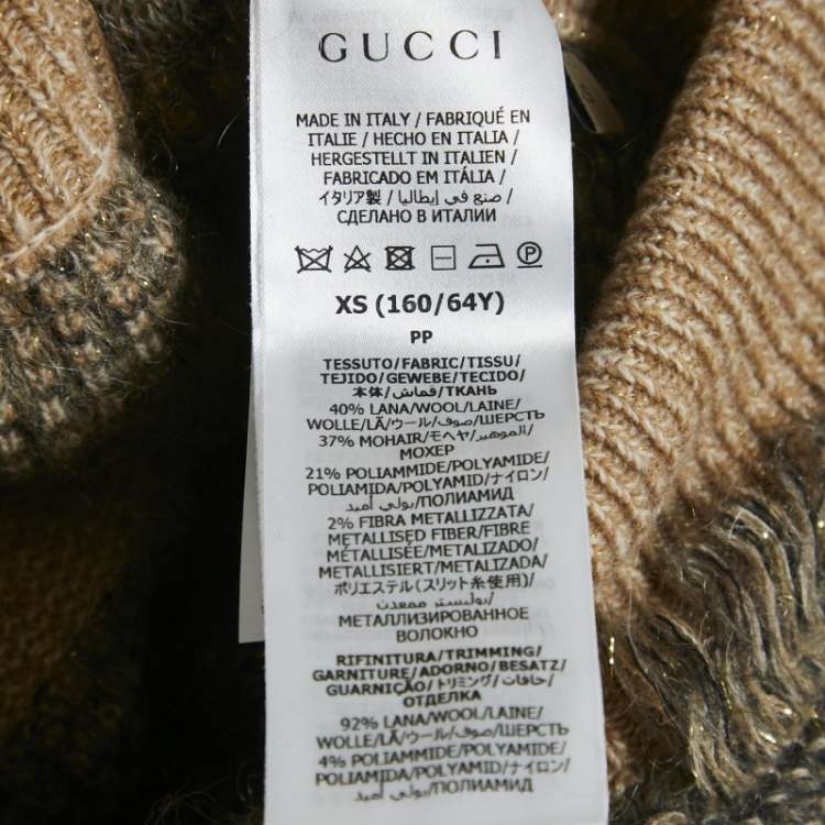 Pre Owned Gucci Beige Fringed Wool Heavy Crystal Embellished Mini Skirt XS