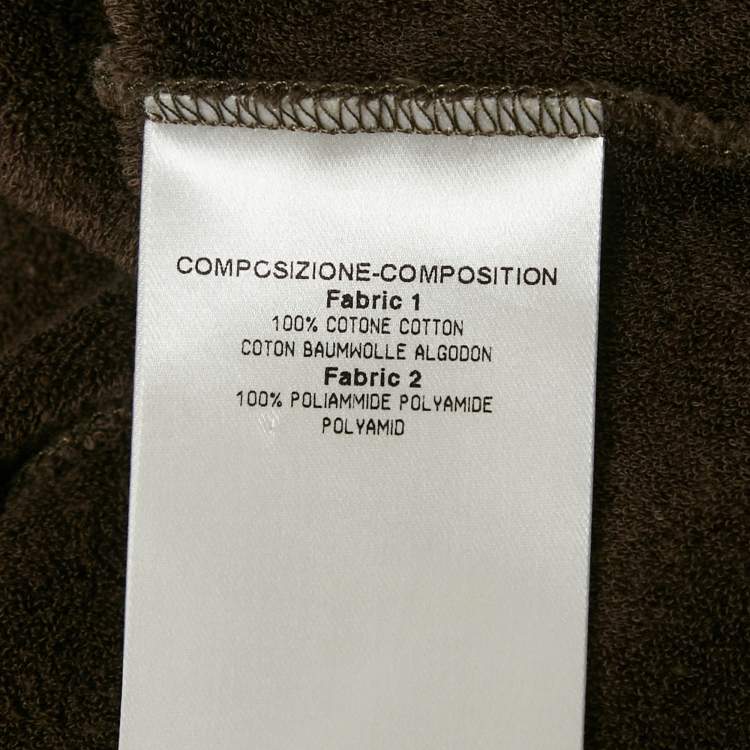 Pre Owned Gucci Khaki Green Cotton Knit Monogram Panel Detail Hooded Zip-Up Jacket S