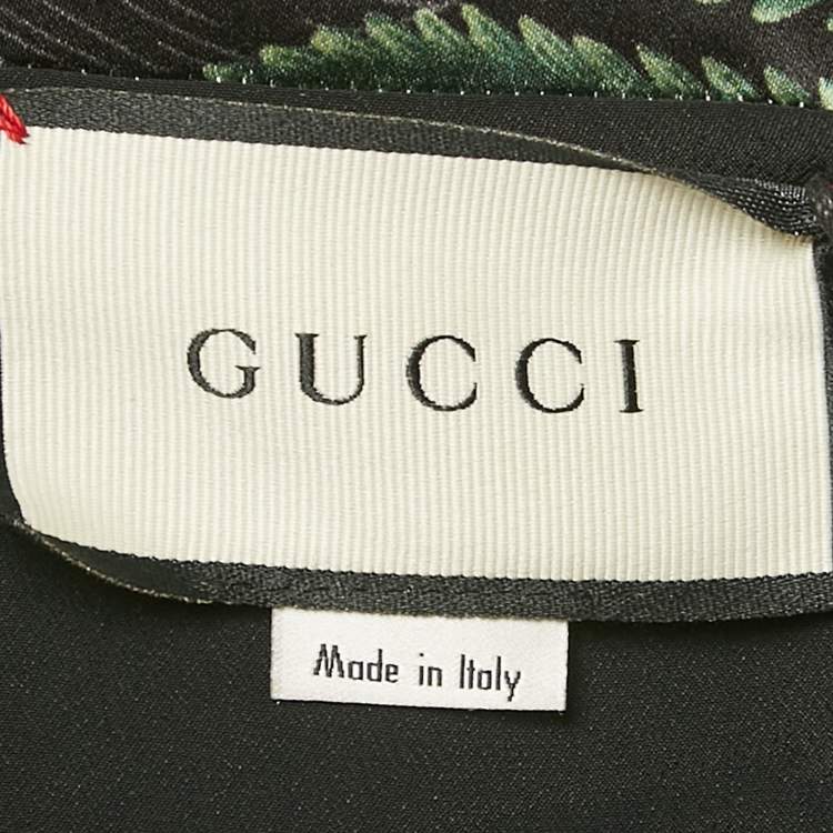 Pre Owned Gucci Black Printed Satin Silk Sleeveless Short Dress L