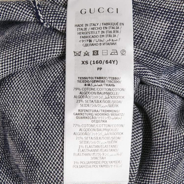 Pre Owned Gucci Navy Blue Cotton Jacquard Knit Knee-Length Skirt XS