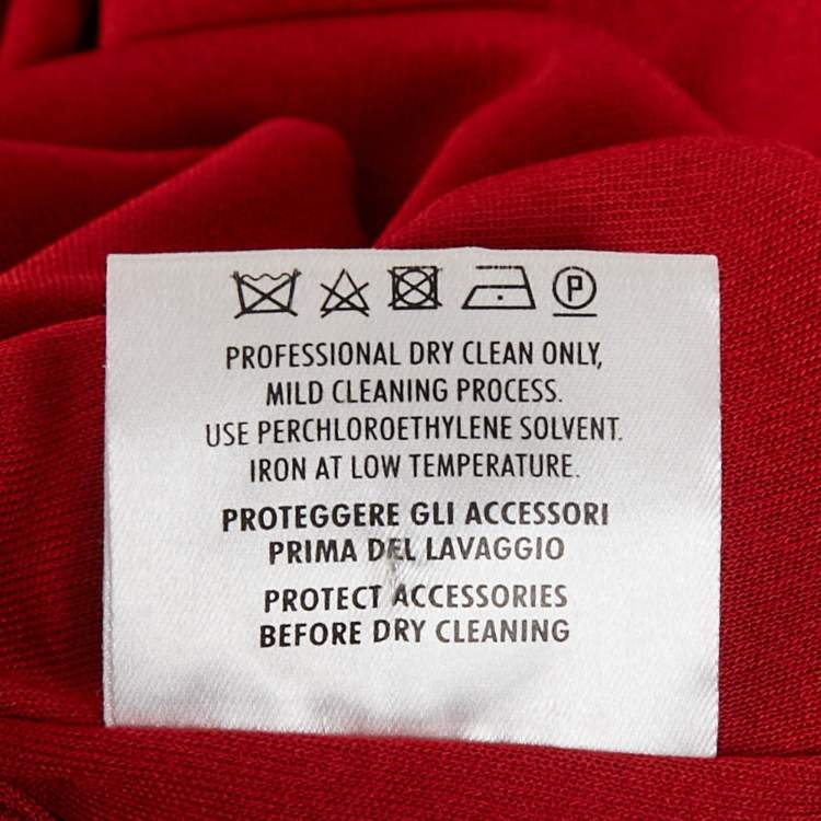 Pre Owned Gucci Red Horsebit Detail Crepe Jersey Halter Neck Top L
