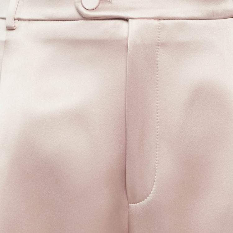 Pre Owned Gucci Pink Satin Straight Leg Trousers L