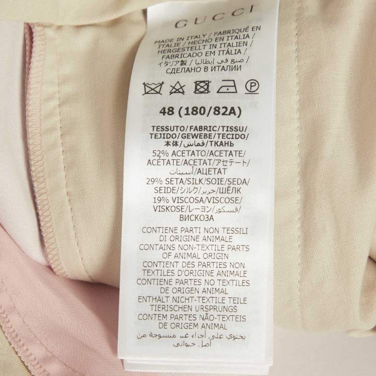 Pre Owned Gucci Pink Satin Straight Leg Trousers L