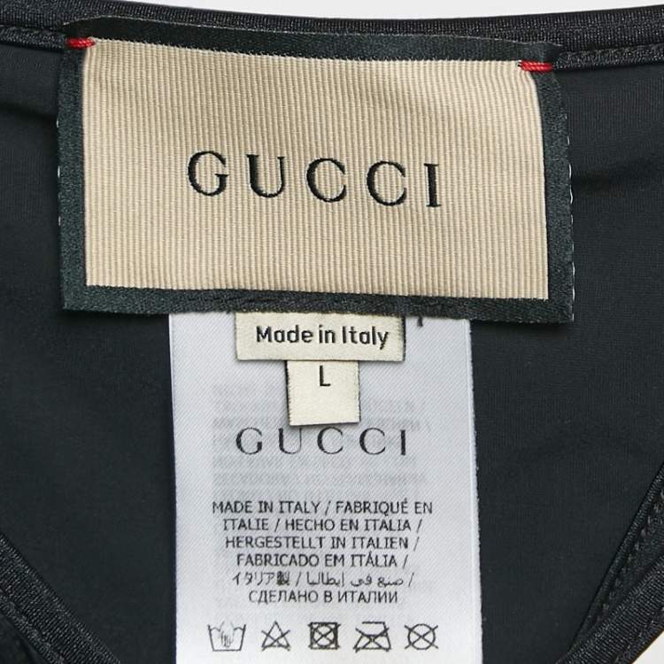 Pre Owned Gucci Black Jersey GG Detail Swim Set L