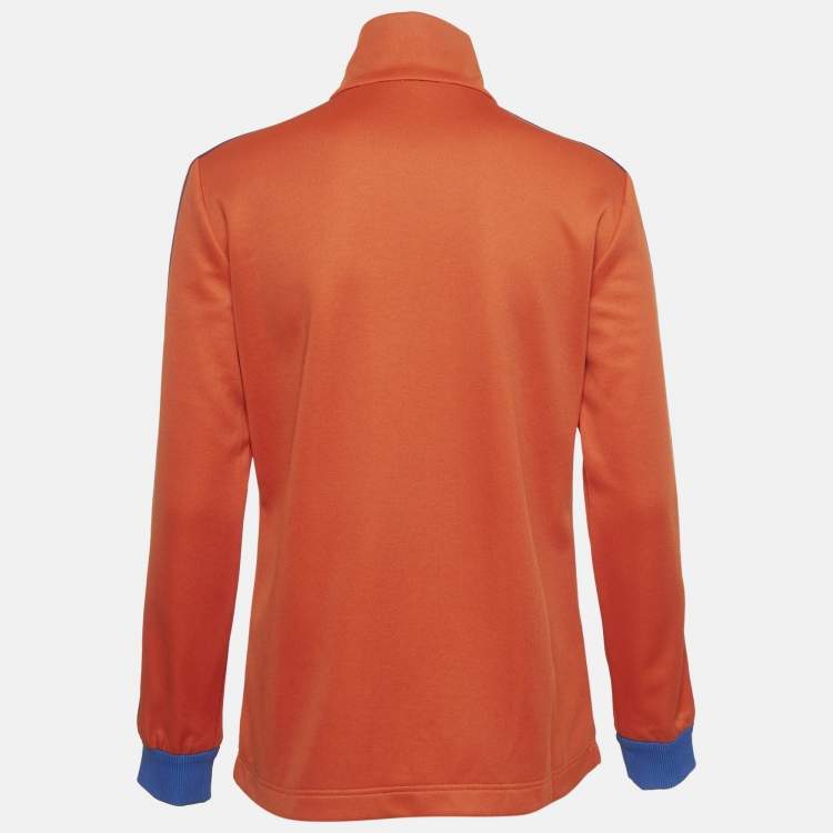 Pre Owned Gucci x Adidas Orange Jersey Zip-Up Jacket XS