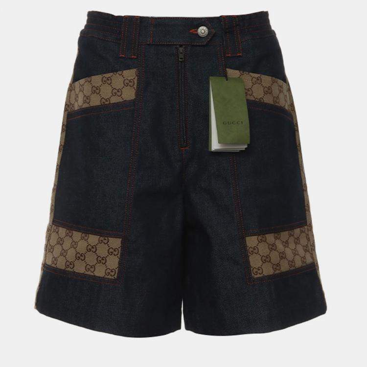 مملوكة مسبقًا Gucci GG Supreme Blue, Brown Denim Shorts M