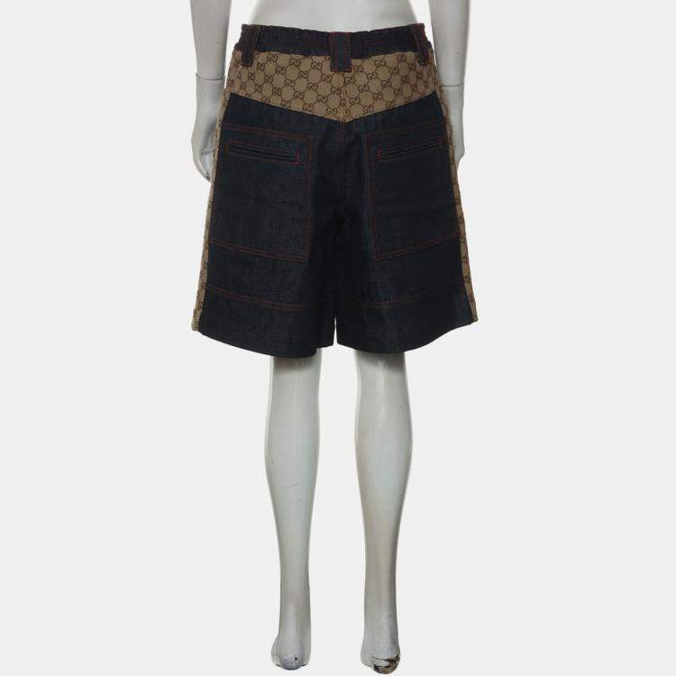 مملوكة مسبقًا Gucci GG Supreme Blue, Brown Denim Shorts M