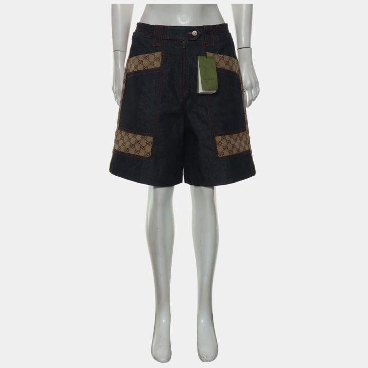 مملوكة مسبقًا Gucci GG Supreme Blue, Brown Denim Shorts M