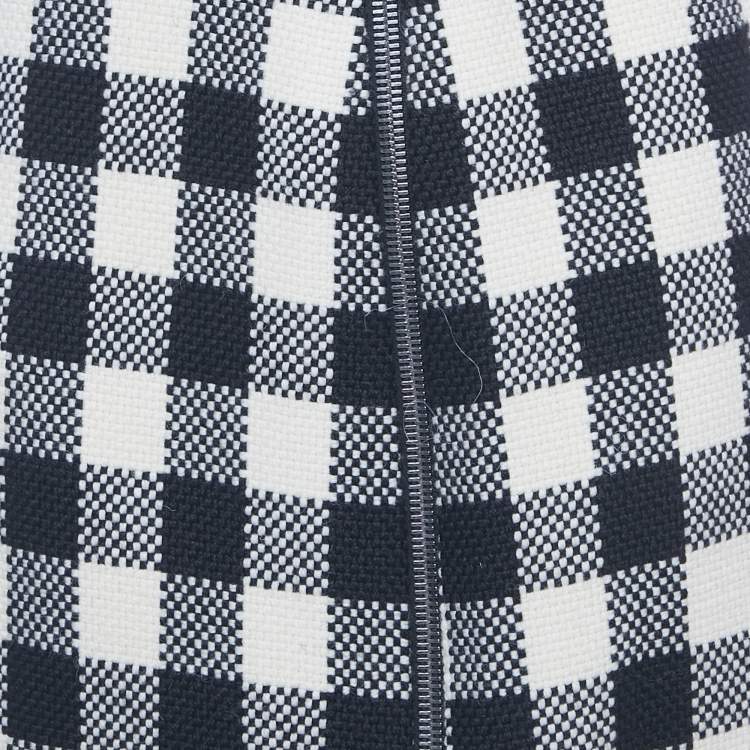 Pre Owned Gucci Monochrome Checker Pattern Wool Side Zip Detail Maxi Skirt M