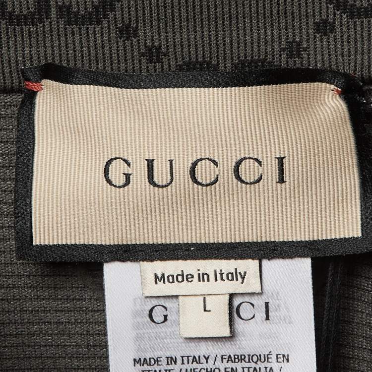 Pre Owned Gucci Grey/Black GG Jacquard Cropped Top L