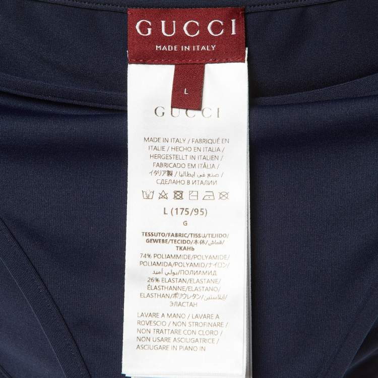 Pre Owned Gucci Navy Blue GG Sparkling Jersey 2 Piece Bikini L