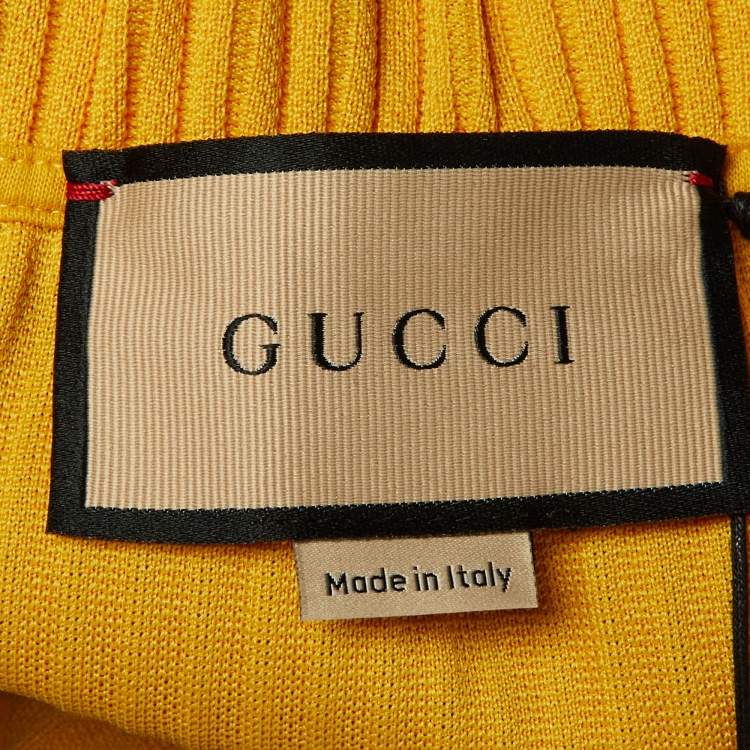 Pre Owned Gucci Yellow Ribbed Knit Mini Skirt L