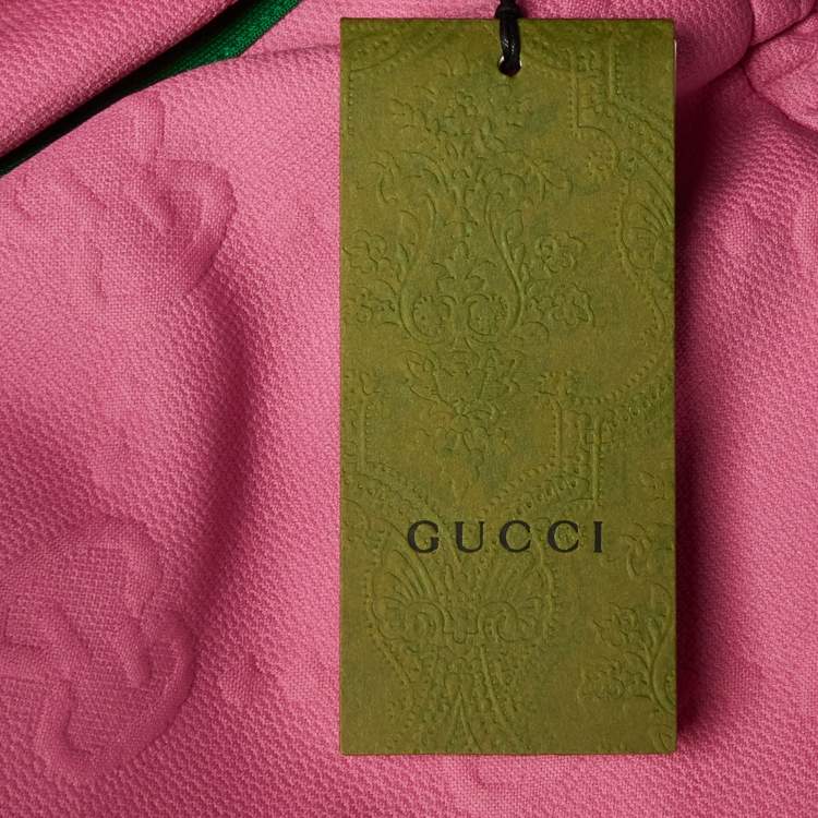 Pre Owned Gucci Pink GG Embossed Jersey Web Striped Shorts L