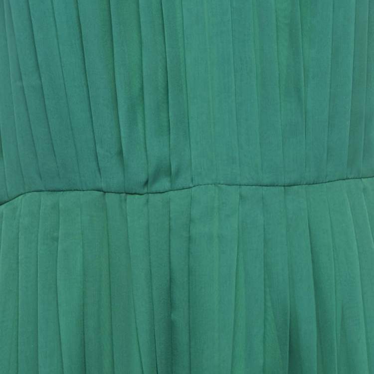 Pre Owned Gucci Green Silk Plisse Maxi Dress M