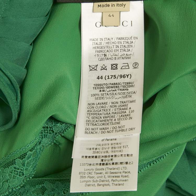 Pre Owned Gucci Green Silk Plisse Maxi Dress M