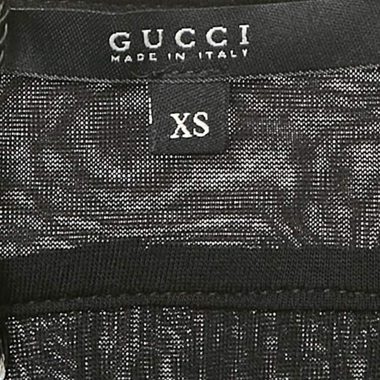 Pre Owned Gucci Black Lace Trim Jersey Shirring Top XS