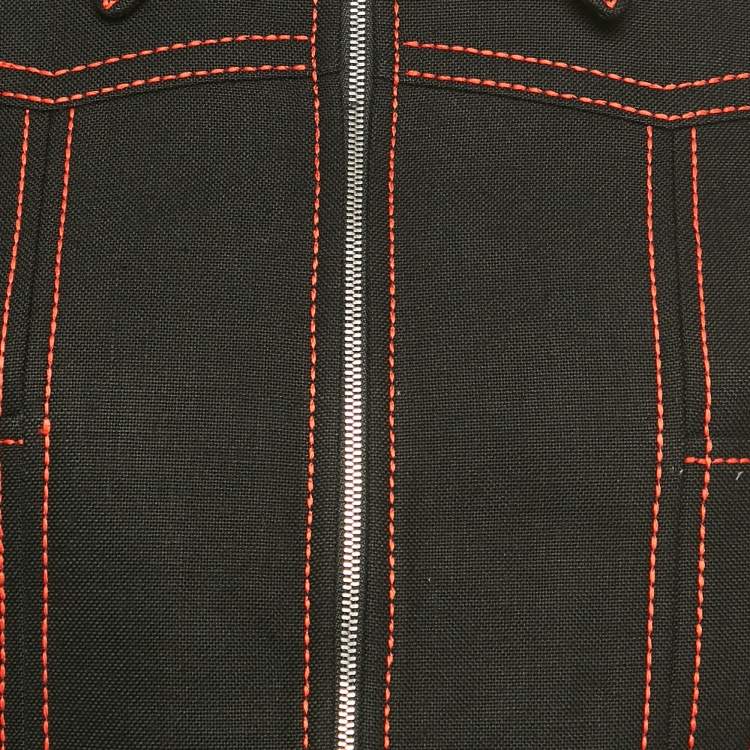 Pre Owned Gucci Black Denim Hoywood Babylon Embellised Zip Front Jacket XS