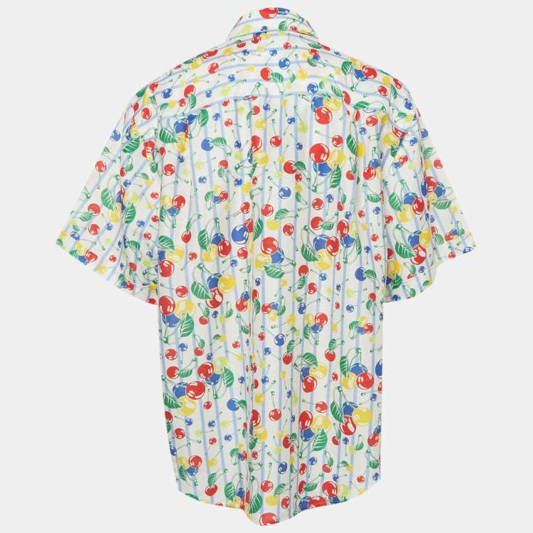 Pre Owned Gucci White Cherries Printed Cotton Oversized Shirt M