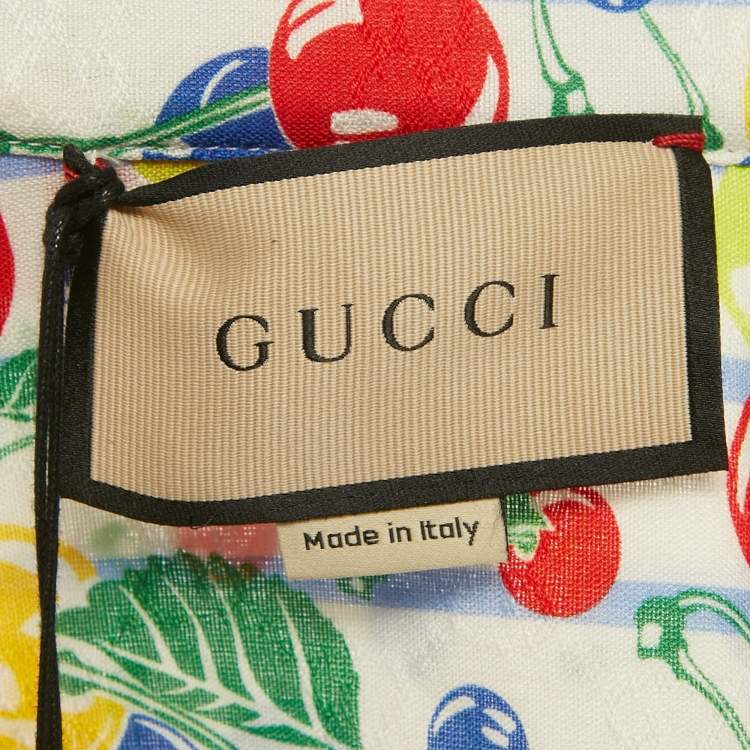 Pre Owned Gucci White Cherries Printed Cotton Oversized Shirt M