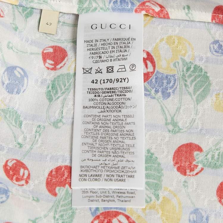 Pre Owned Gucci White Cherries Printed Cotton Oversized Shirt M