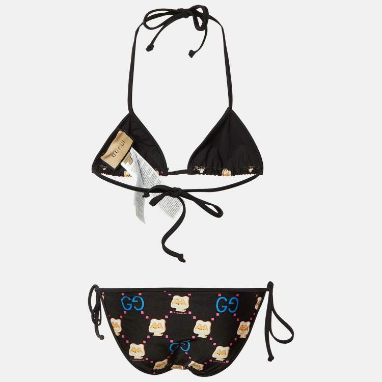 Pre Owned Gucci Black Pikarar Kawaii Jersey Bikini XS