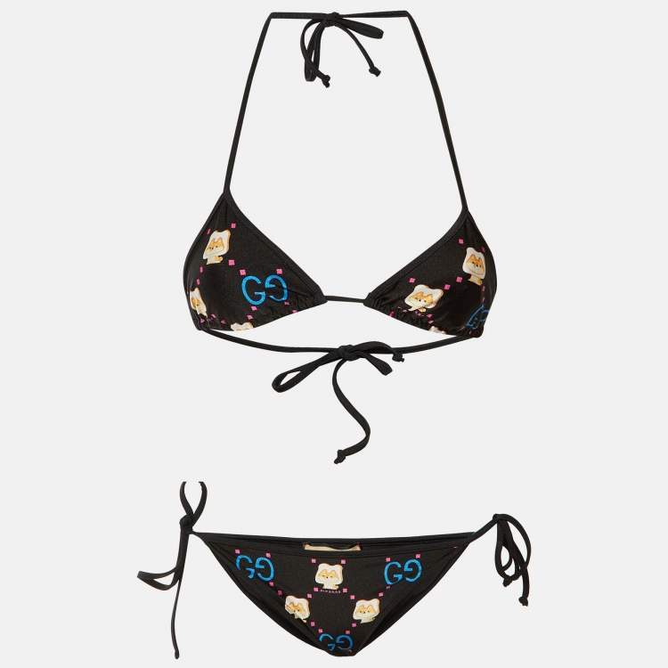 Pre Owned Gucci Black Pikarar Kawaii Jersey Bikini XS