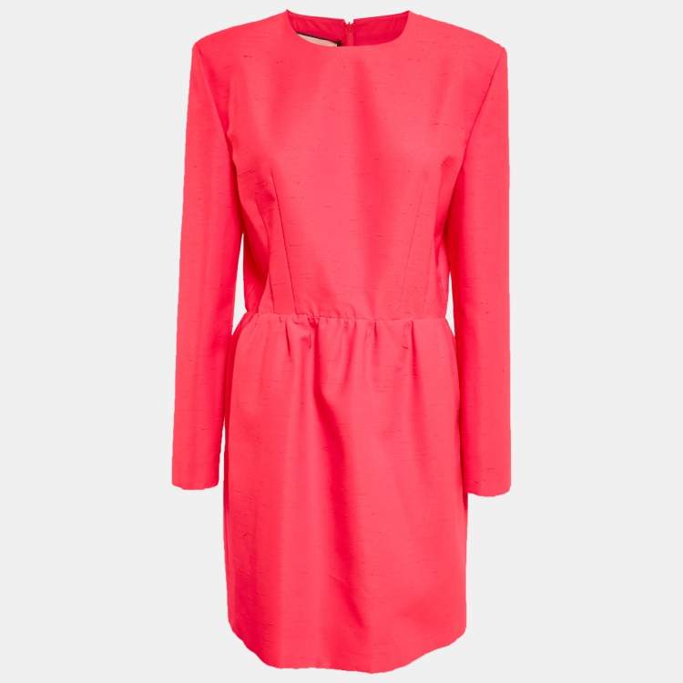 Pre Owned Gucci Pink Textured Crepe Mini Dress L