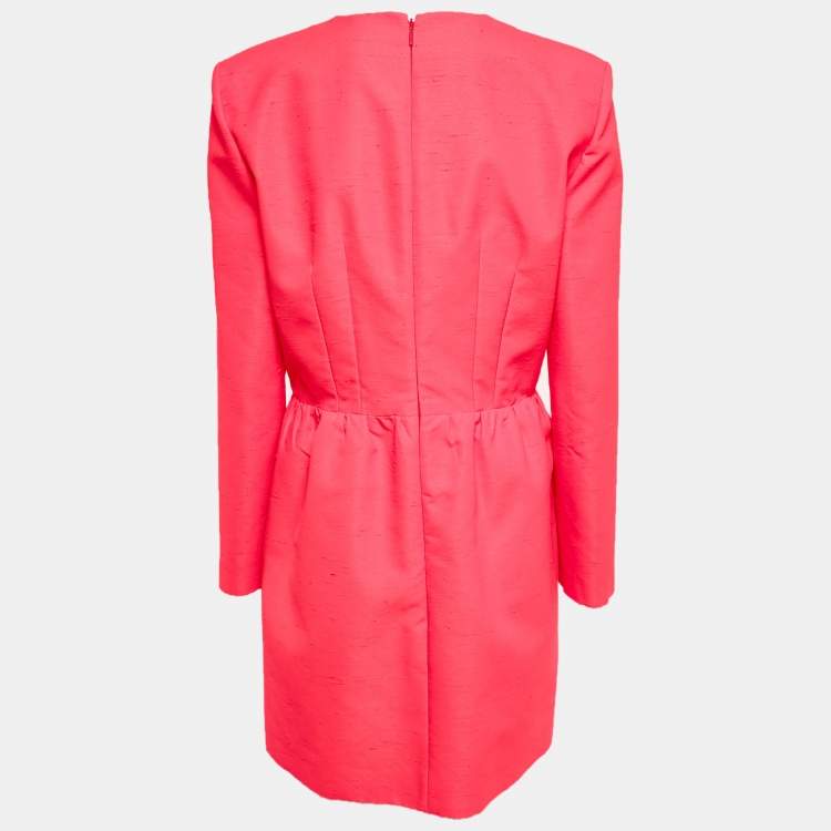 Pre Owned Gucci Pink Textured Crepe Mini Dress L