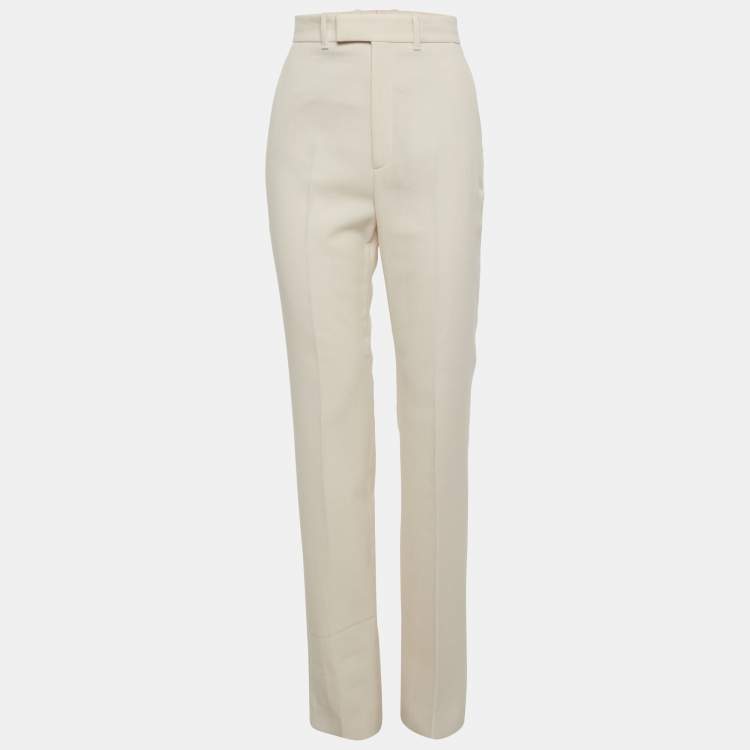 مملوكة مسبقًا Gucci Cream Silk Crepe Straight Leg Pants S