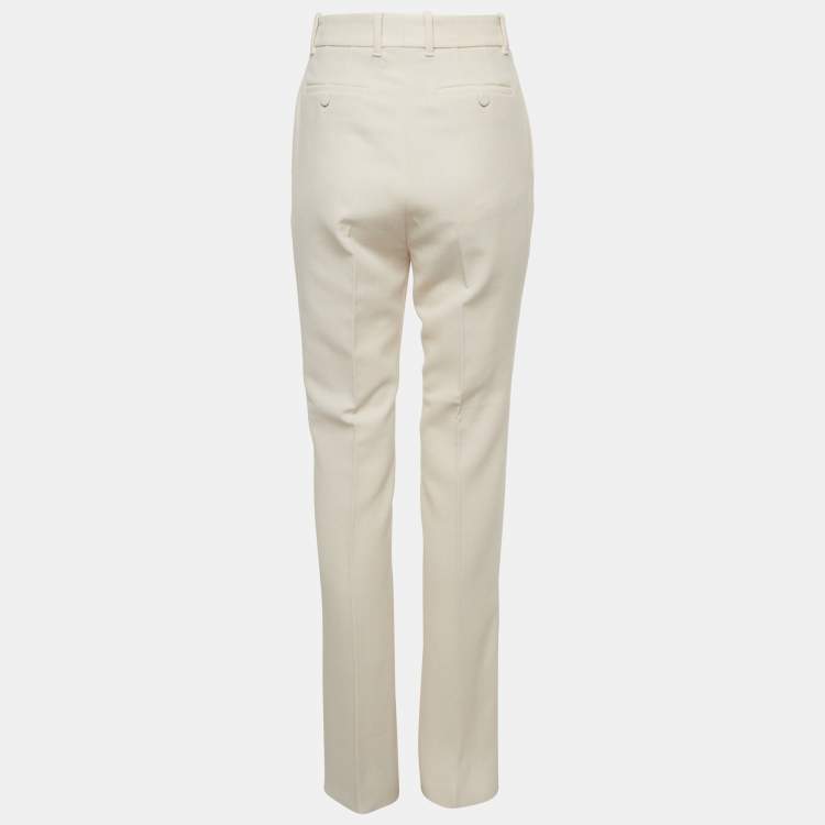 مملوكة مسبقًا Gucci Cream Silk Crepe Straight Leg Pants S
