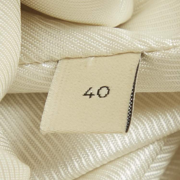 Pre Owned معطف غوتشي صوف مزيج بيج برباط وياقة قابلة للفصل مقاس صغير