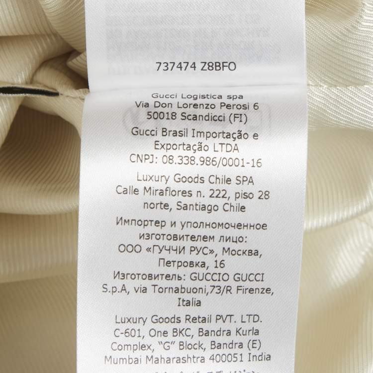 Pre Owned معطف غوتشي صوف مزيج بيج برباط وياقة قابلة للفصل مقاس صغير