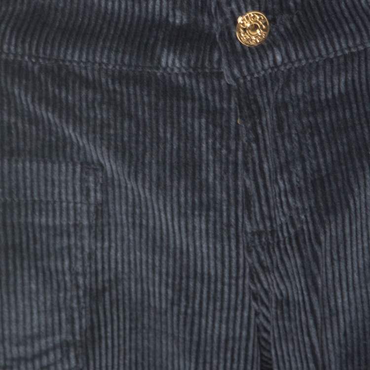 Pre Owned Gucci Gunmetal Grey Corduroy Boot-Cut Low Rise Pants L