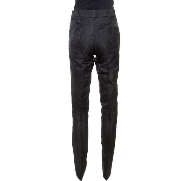 Pre Owned Gucci Black Silk Jacquard Tailored Trousers S