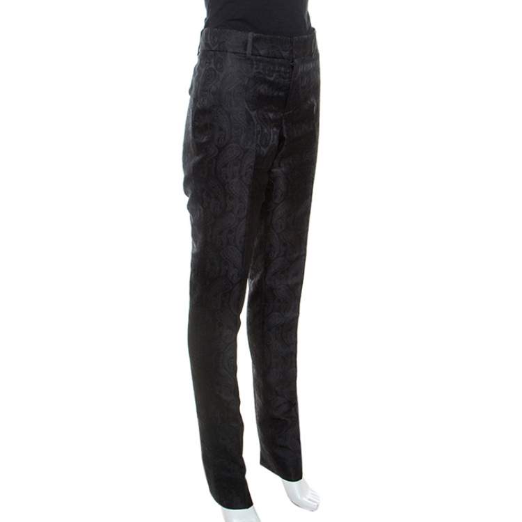 Gucci Black Silk Jacquard Tailored Trousers S