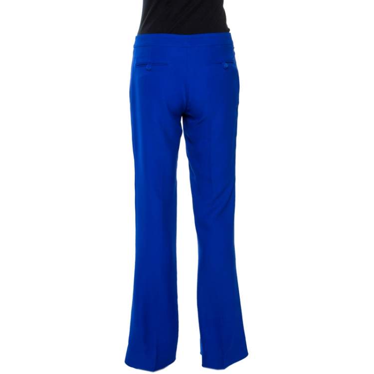 Pre Owned Gucci Cobalt Blue Silk Cady Flared Trousers M