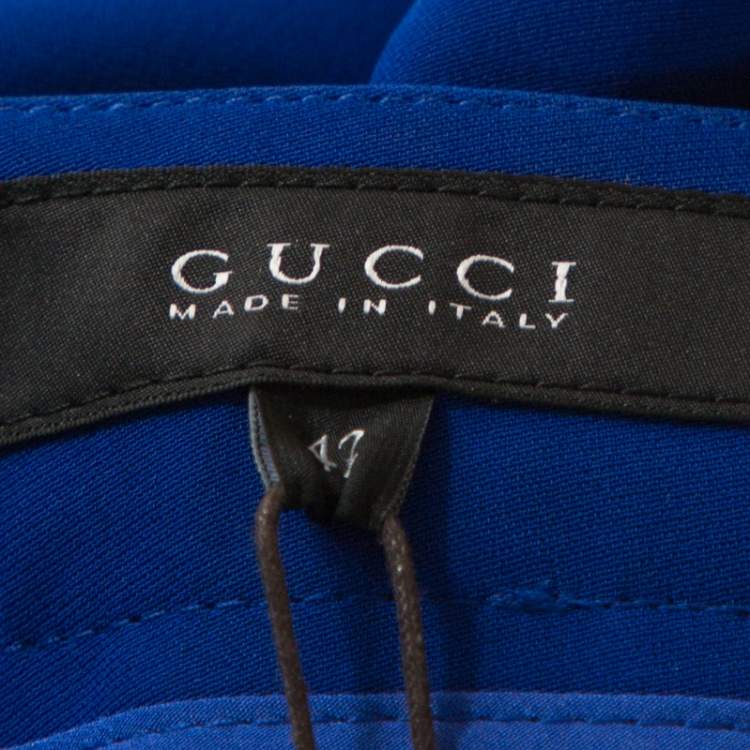 Pre Owned Gucci Cobalt Blue Silk Cady Flared Trousers M