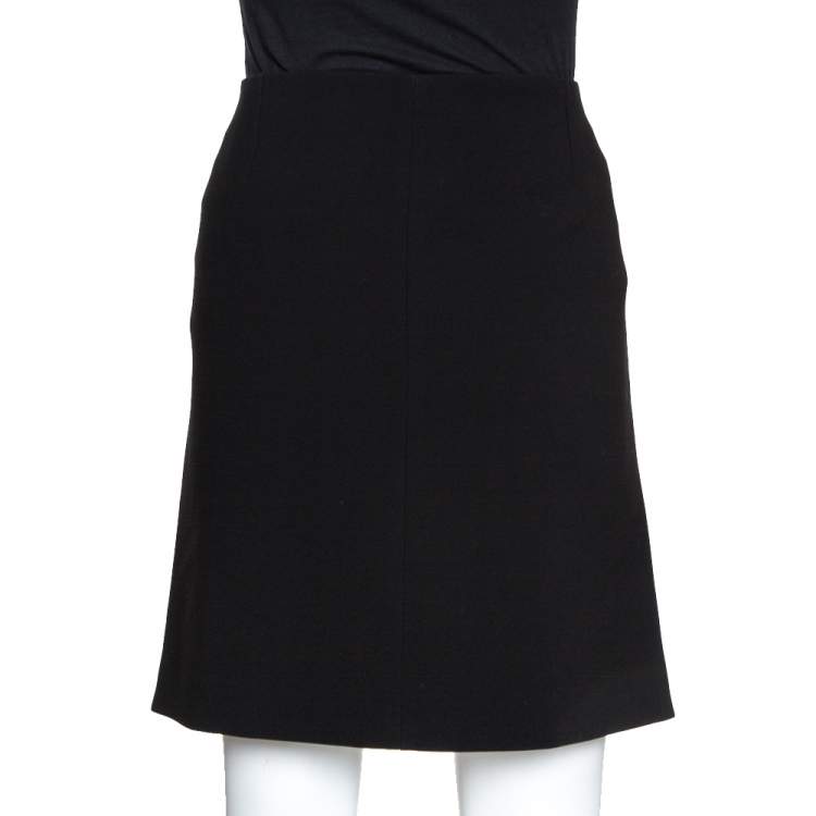 Pre Owned Gucci Black Crepe Zipper Detail Fitted Skirt L