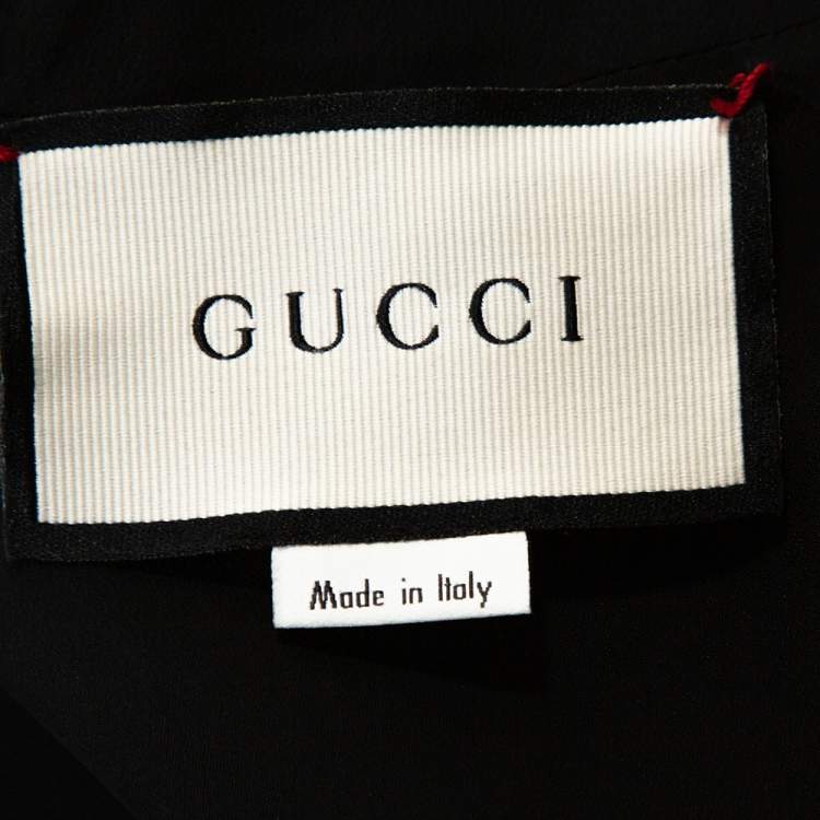 Pre Owned Gucci Black Floral Print Crepe Flared Maxi Dress M
