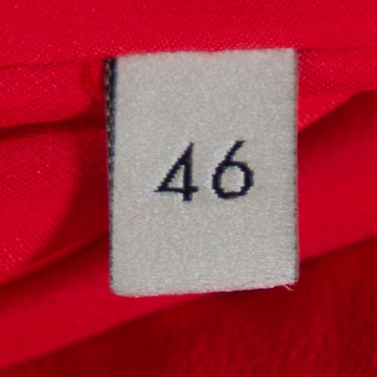 Pre Owned Gucci Red Silk Ruffle Detail Shift Dress L